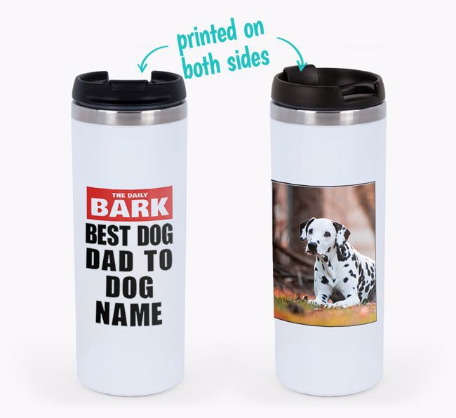 'The Daily Bark: Best Dog Dad' - Photo Upload {breedFullName} Travel Mug